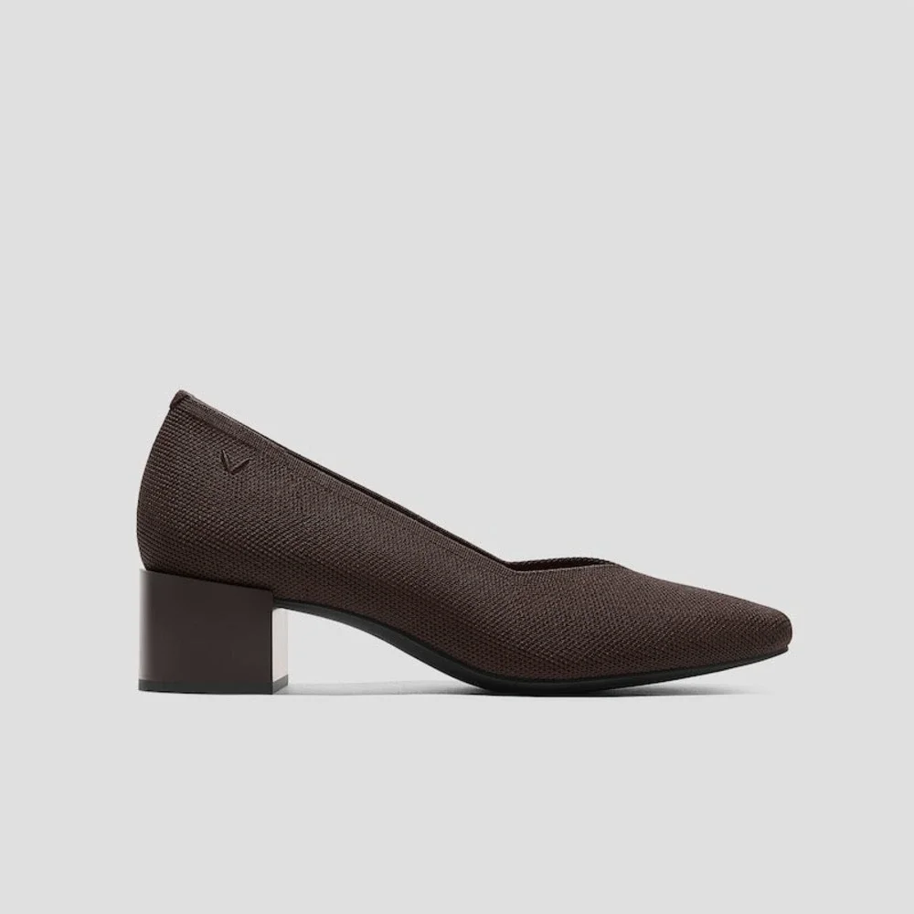VIVAIA Megan Dark Chocolate‎ Comfort Block Heel Pumps Square Toe US 9-9.5